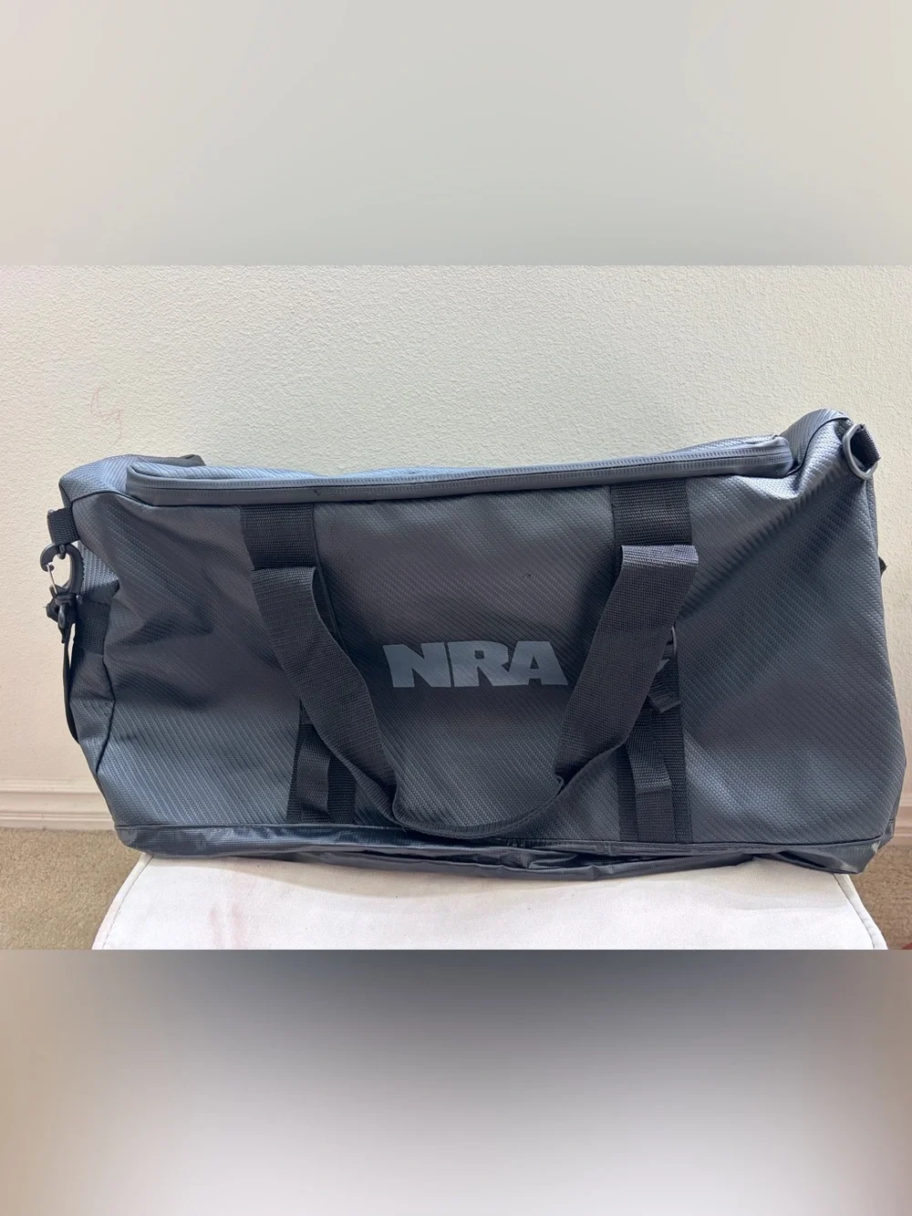 NRA Large Duffle Gym travel Bag, water resistant zipper closure 23”*10”*13”